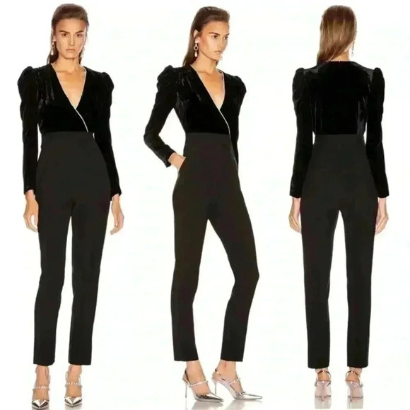 NWT Veronica Beard Cleo Crystal-embellished Velvet Crepe Jumpsuit Size … - Picture 11 of 14